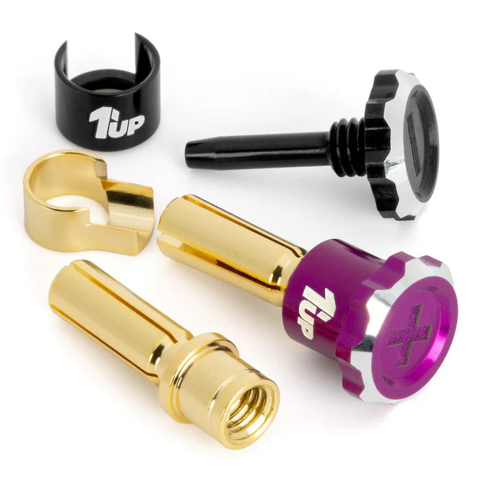 1up Racing Lockdown Adjustable Bullet Plugs (4mm Plug) (Assorted Colours)