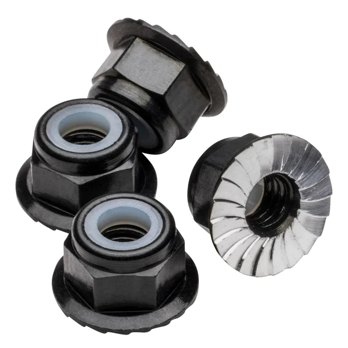 1up Racing Premium Aluminum Locknuts M4 Flanged &amp; Serrated - Assorted Colours