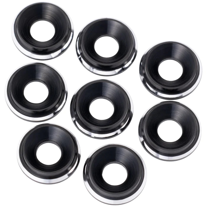 1up Racing 7075 LowPro M3 Countersunk Washers - M3 w/Shine Chamfer (Black)