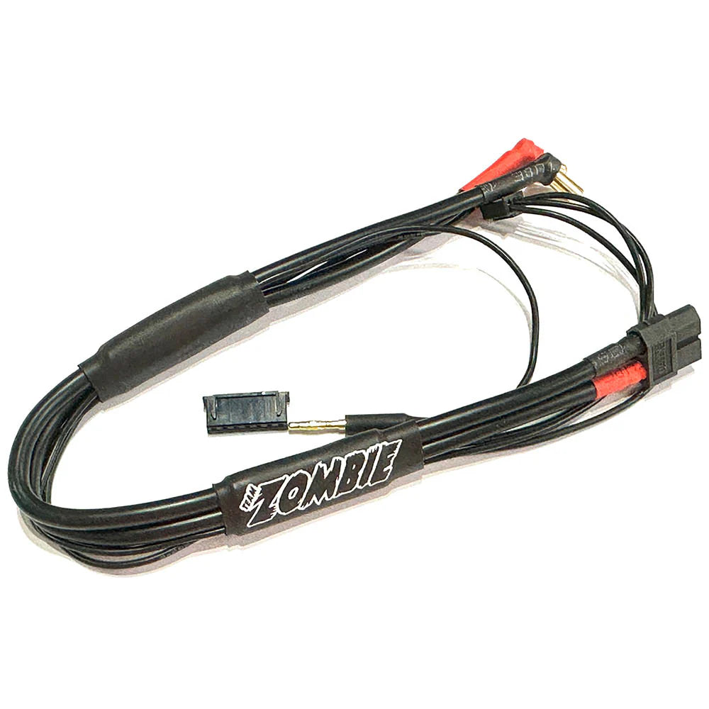 Team Zombie XT60, 5mm short plug 2s-balance 300mm 12awg charging cable (All Black)