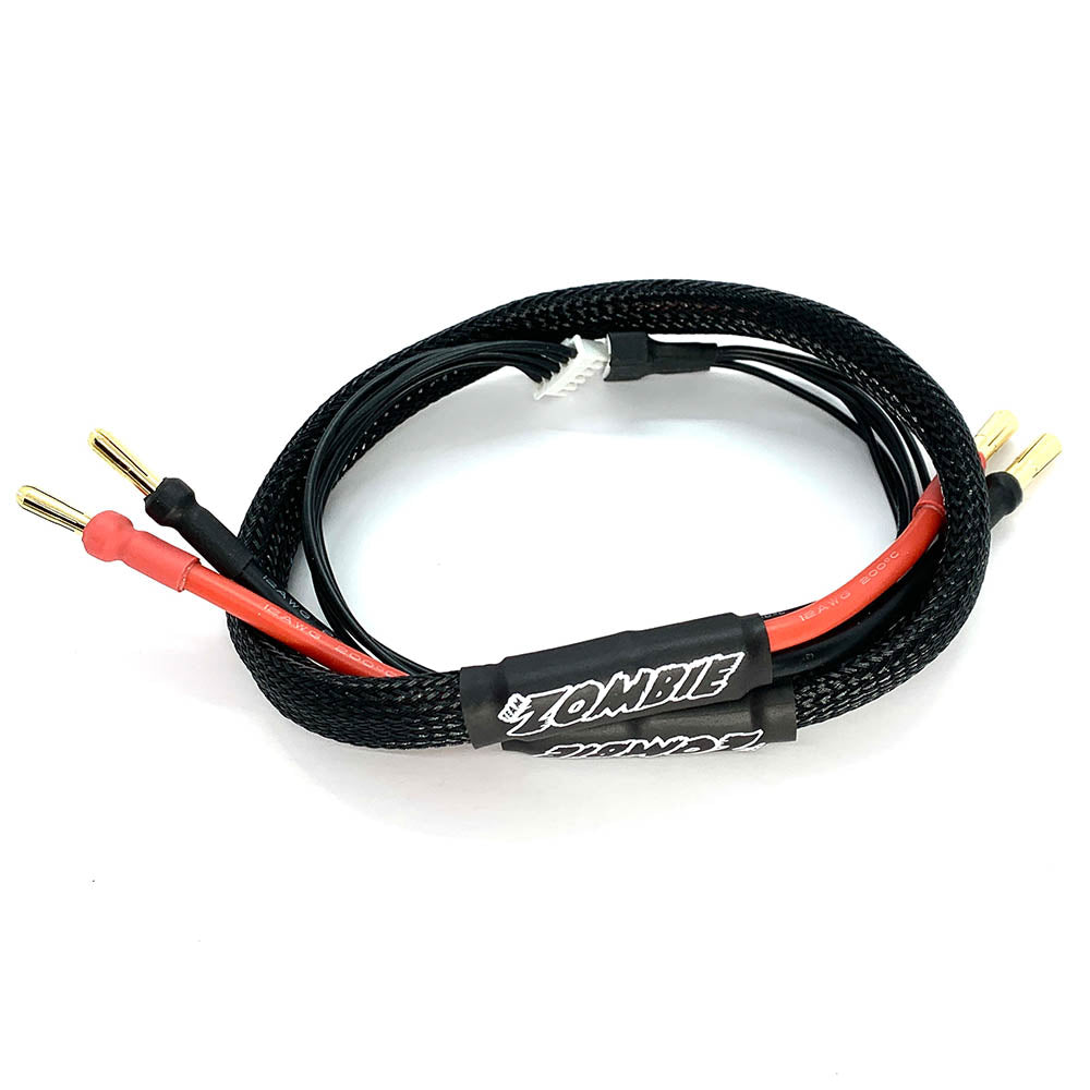 Team Zombie 4mm, 5mm tube plug 4s-balance 600mm 12awg charging cable (Full Black)
