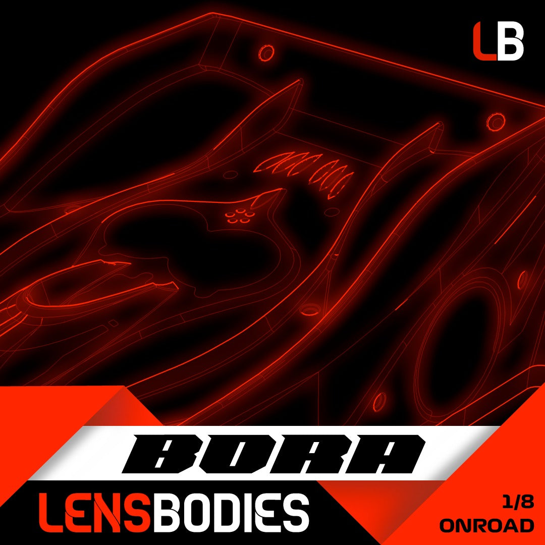 LENSBODIES 1/8 ONROAD BODY BORA STANDARD WEIGHT (0.7mm)