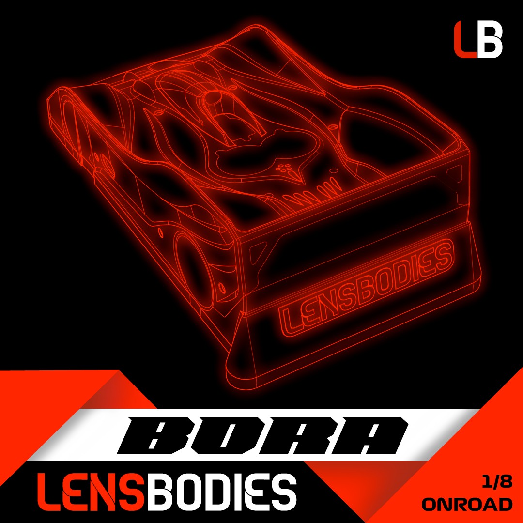 LENSBODIES 1/8 ONROAD BODY BORA ULTRA LIGHT WEIGHT (0.5mm)