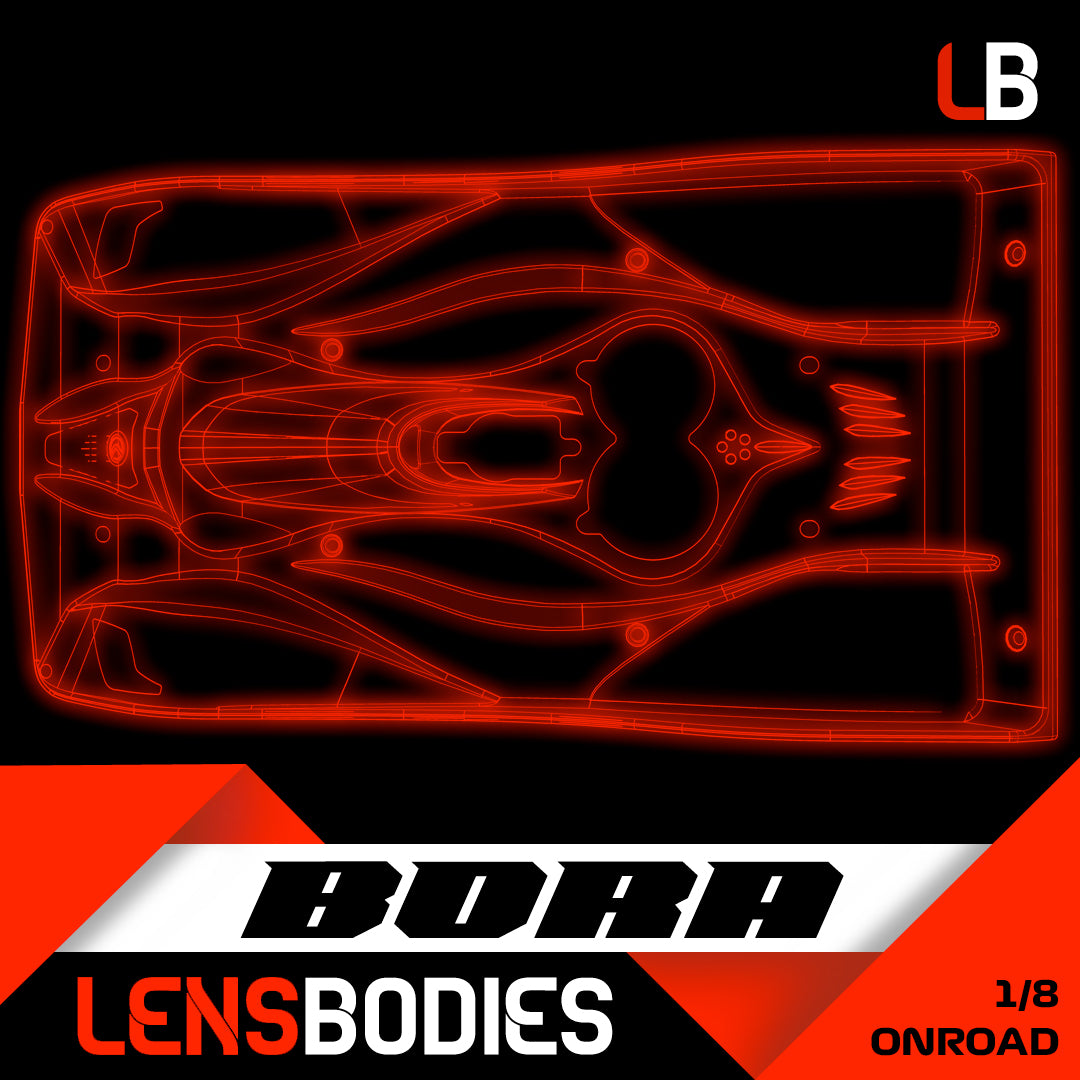 LENSBODIES 1/8 ONROAD BODY BORA ULTRA LIGHT WEIGHT (0.5mm)