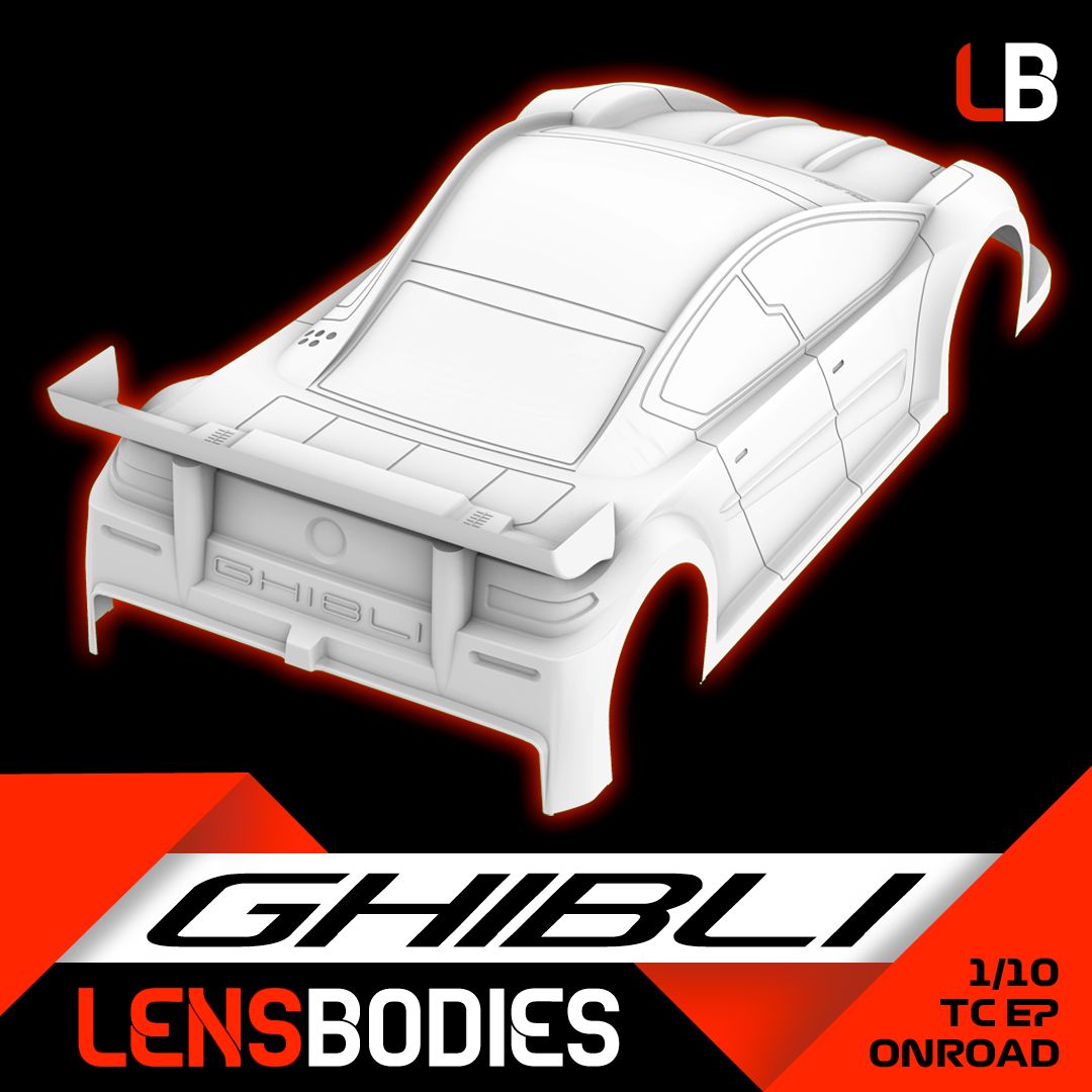 LENSBODIES 1/10 ONROAD BODY GHIBLI ULTRA LIGHT WEIGHT (0.3mm)