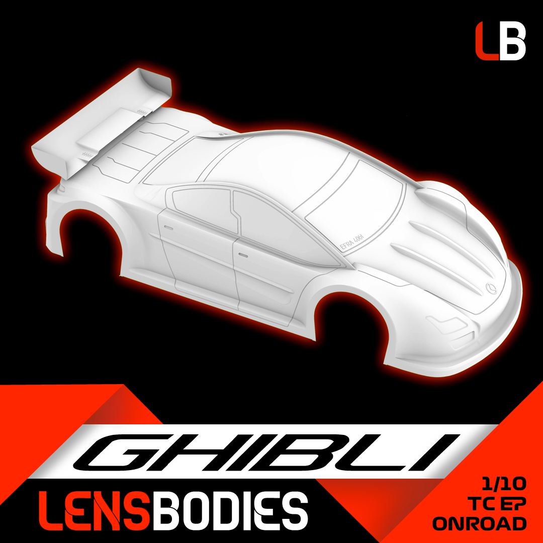 LENSBODIES 1/10 ONROAD BODY GHIBLI ULTRA LIGHT WEIGHT (0.3mm)