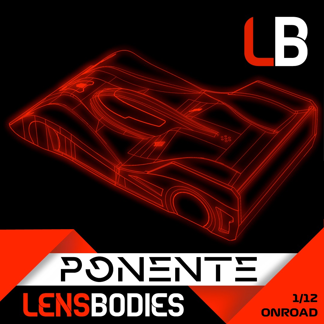 LENSBODIES 1/12 ONROAD BODY PONENTE ULTRA LIGHT WEIGHT (0.3mm)