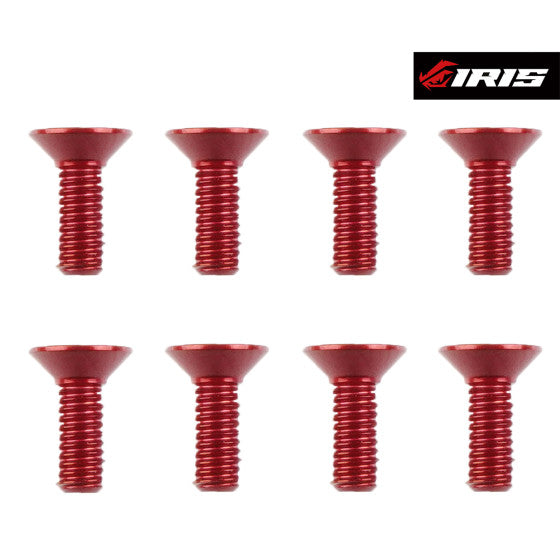 Iris M3x8mm Aluminium Flat Head Screws (Red | 8pcs)