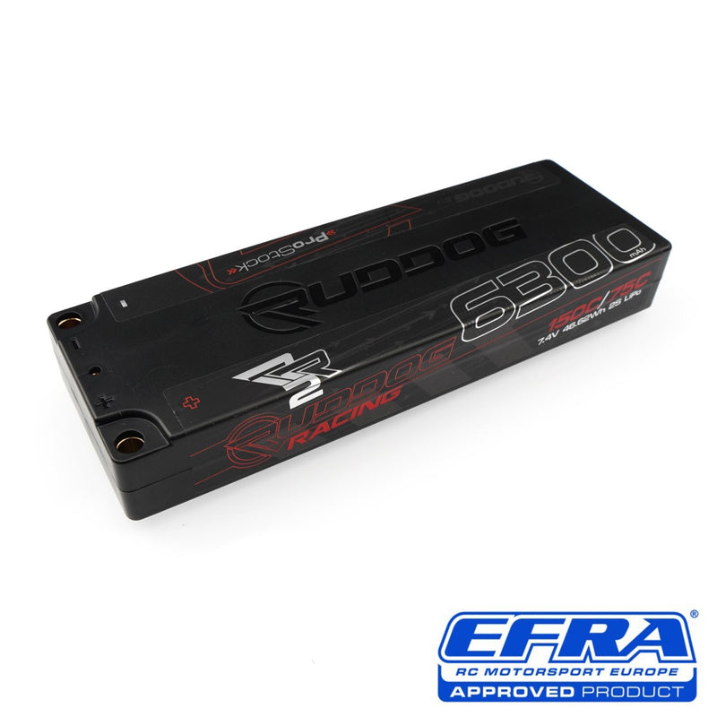 RUDDOG Racing RR2 ProStock 6300mAh 150C/75C 7.4V 19.5mm-LCG Stick Pack ...