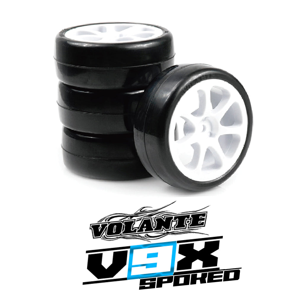 Volante V9X Evolution 32R Premium Pre Glued Tire Set Spoked Rim 4